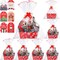 6 Sets 12 x 10 Large Red Snowflake Christmas Baskets for Gifts Empty Christmas Gift Baskets to Fill Christmas DIY Cardboard Basket with Handles for Christmas Holiday Party (Snowflake)